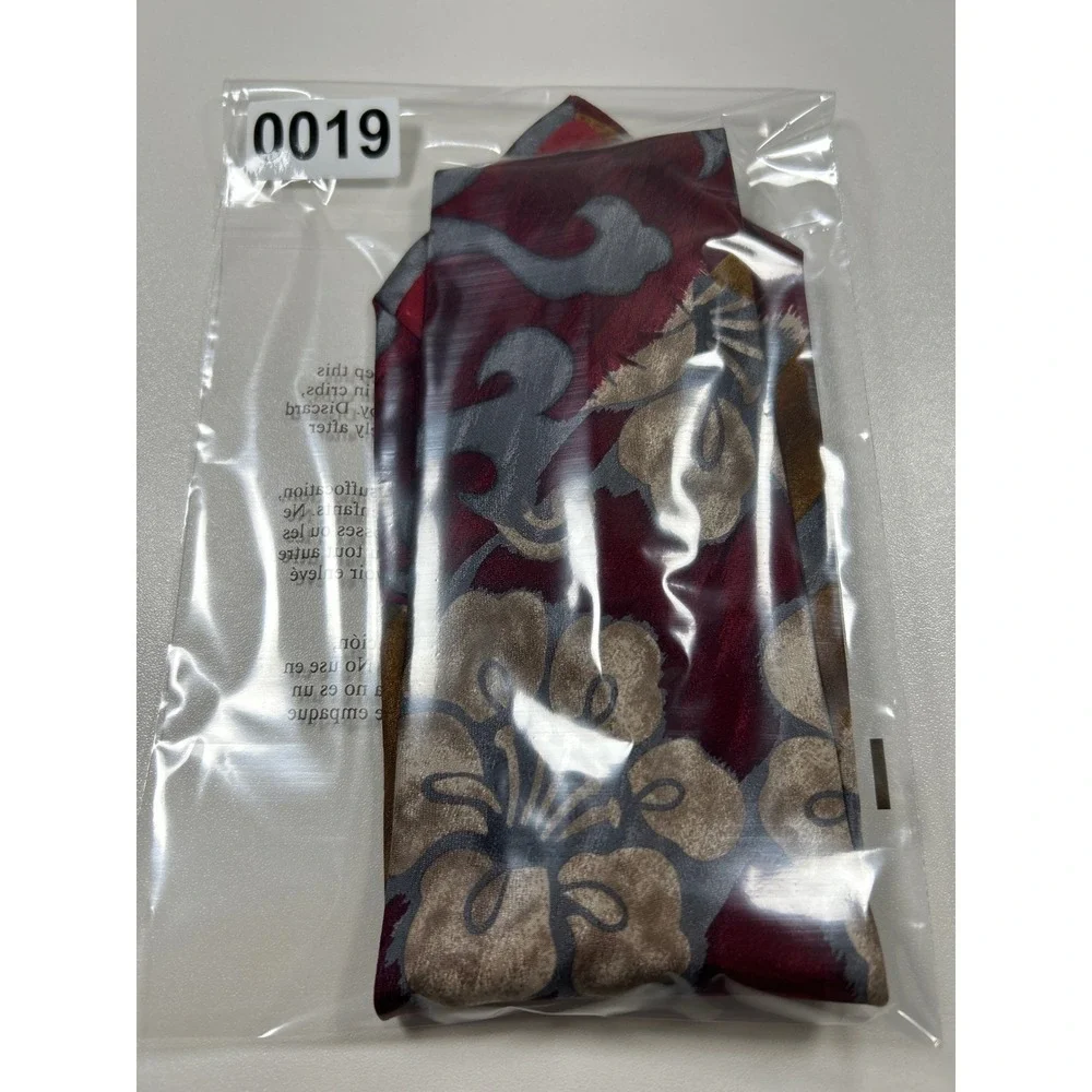Pompeii Italy Mens Silk Tie Burgundy Gold Grey Abstract Floral Hand Made Italy